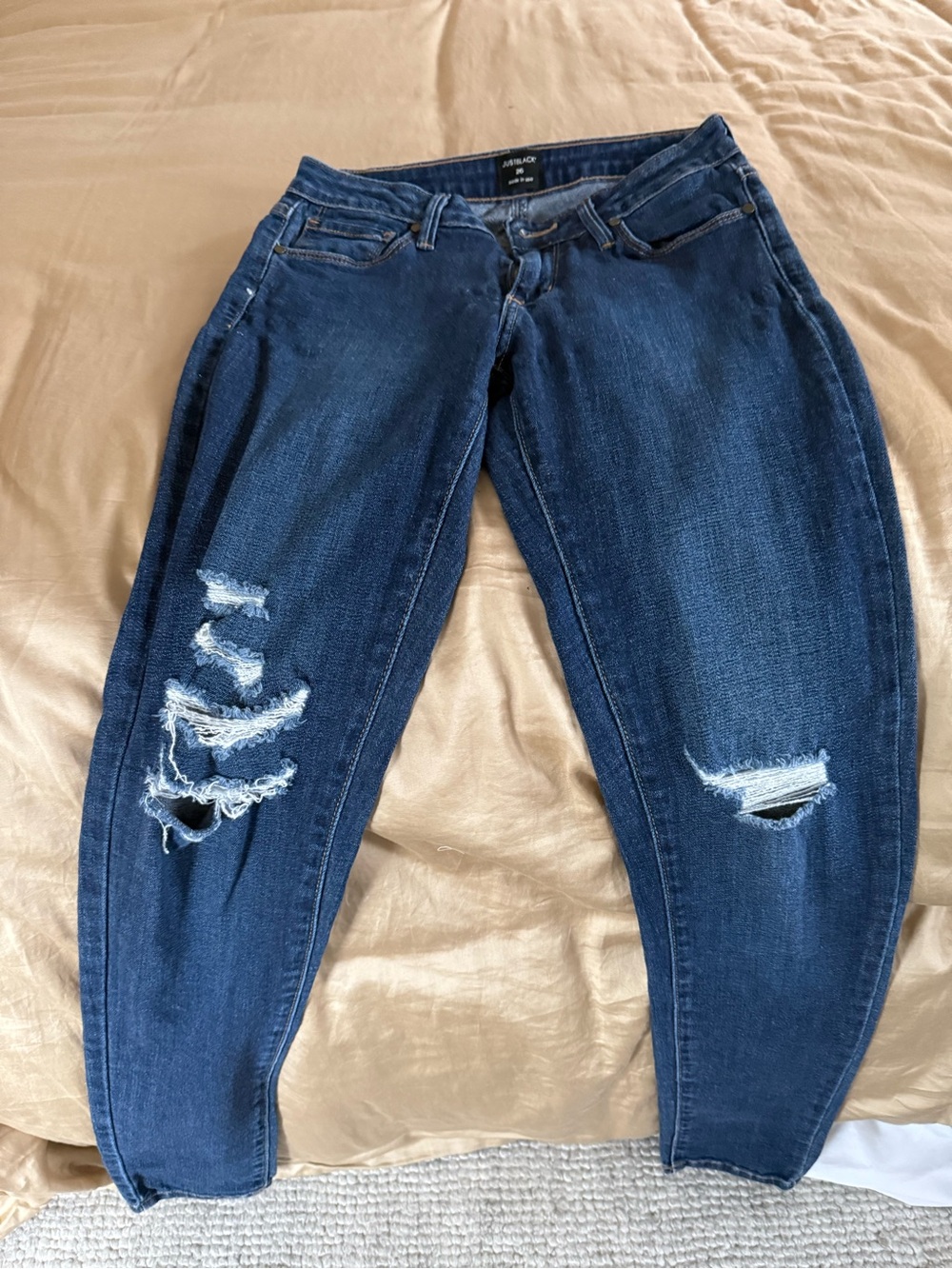 Just Black Dark Blue Distressed Straight-Leg Jeans